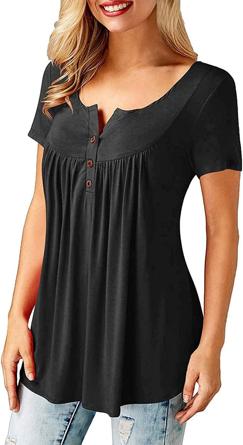 Beluring Women Casual V Neck Pleated Tunic Tops Shirts Blouse