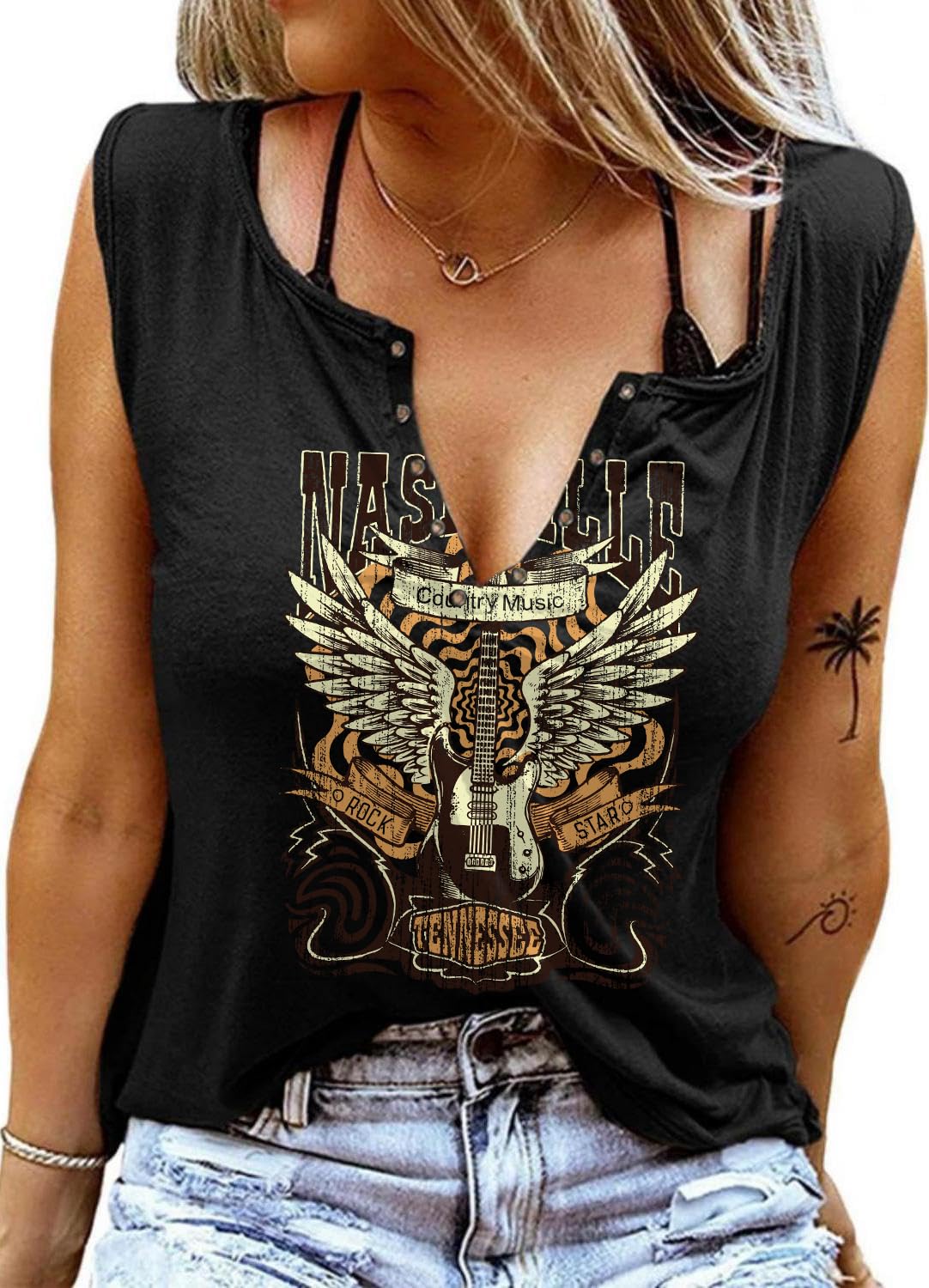 Smooth As Tennessee Tank Top Sweet As Strawberry Shirt Ring Hole Sleeveless Sexy V Neck Womens Retro Country Music Tops