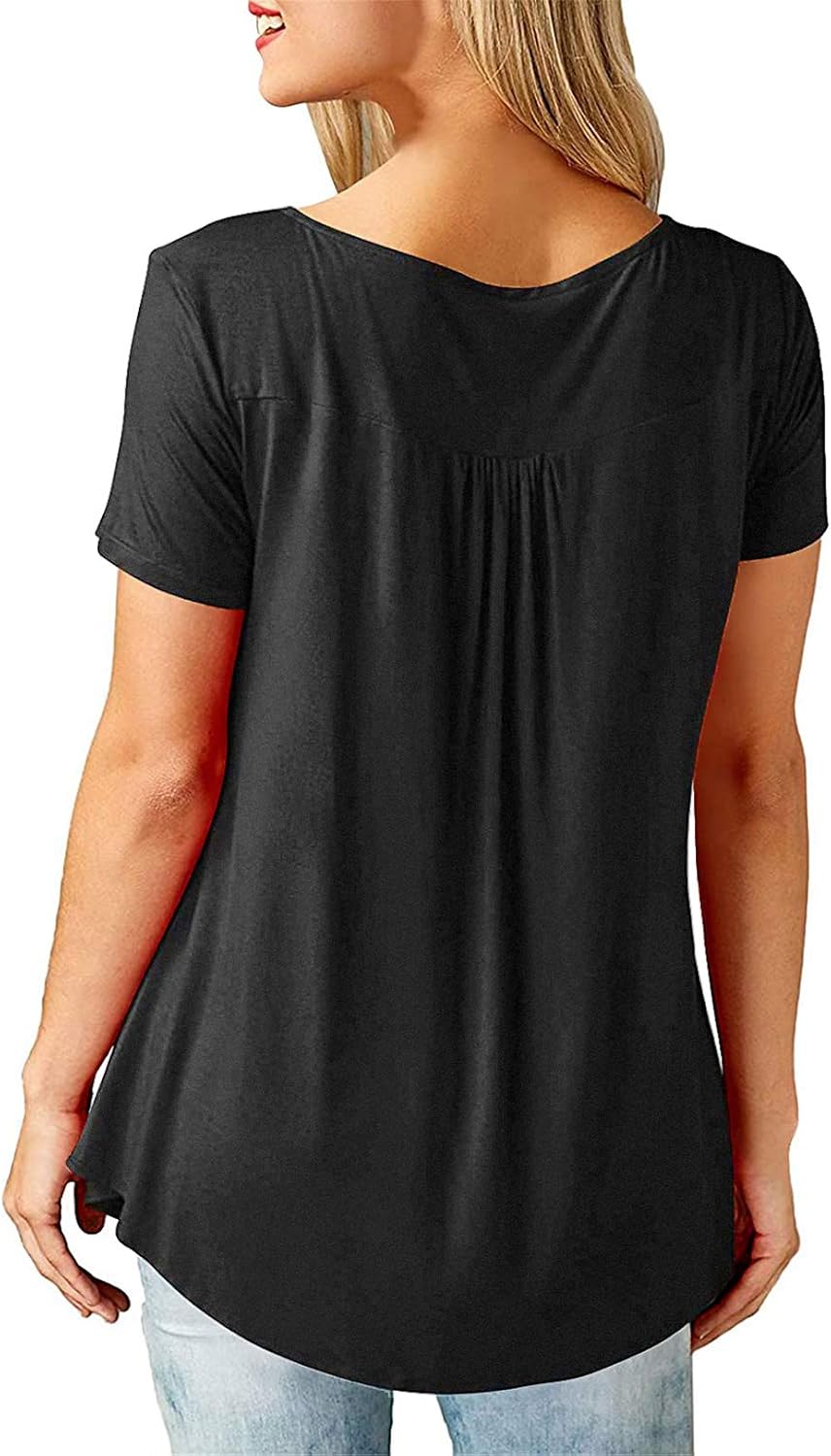 Beluring Women Casual V Neck Pleated Tunic Tops Shirts Blouse