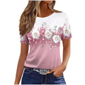 Womens Flower T-Shirt Ladies Casual Tops Short Sleeve T-Shirts Crew Neck Pullover Floral Printed T Shirt Comfortable Blouse Dressy Tee Lightweight Jumper Loose Sweatshirt Business Clothes