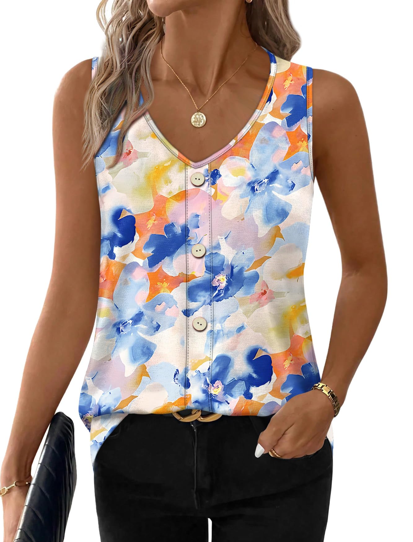Aokosor Ladies Tops Vest Scoop Neck Sleeveless Eyelet Embroidery Tank Women Summer Clothes