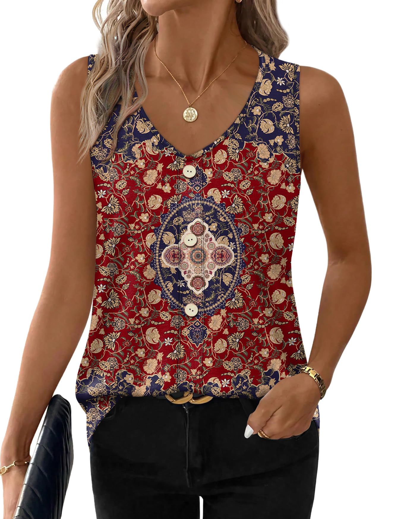 Aokosor Ladies Tops Vest Scoop Neck Sleeveless Eyelet Embroidery Tank Women Summer Clothes